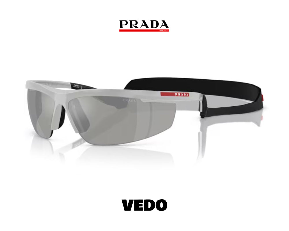 Prada Linea Rossa PS A 02S narrow wraparound sunglasses vedosunglasses silver mirror
