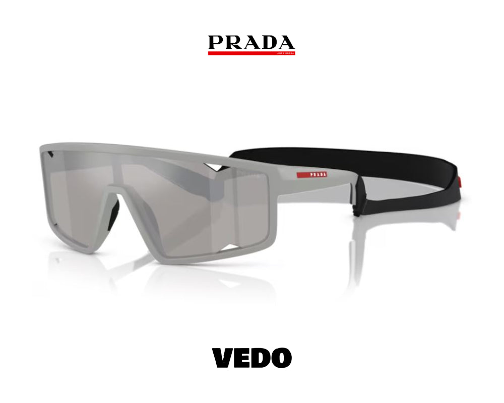Prada Linea Rossa PS A 03S wraparound sunglasses vedosunglasses silver mirror