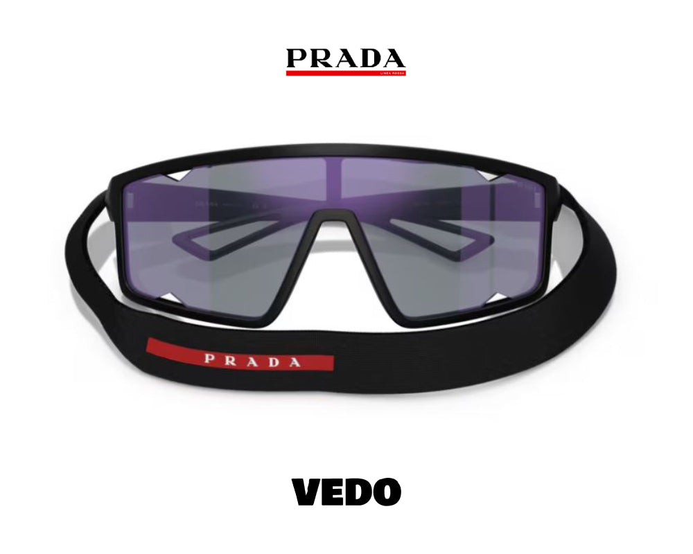 Prada Linea Rossa PS A 03S wraparound sunglasses vedosunglasses blue violet mirror