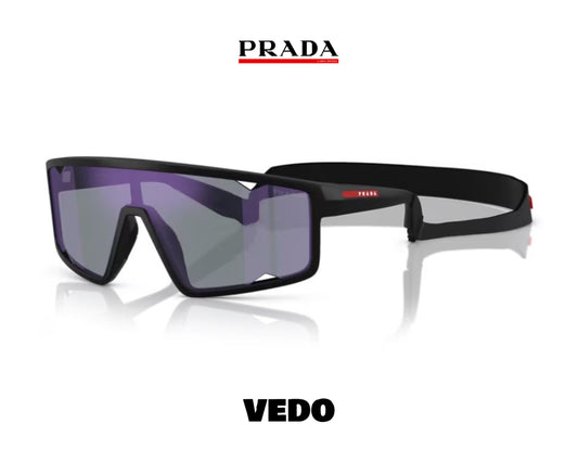 Prada Linea Rossa PS A 03S wraparound sunglasses vedosunglasses blue mirror