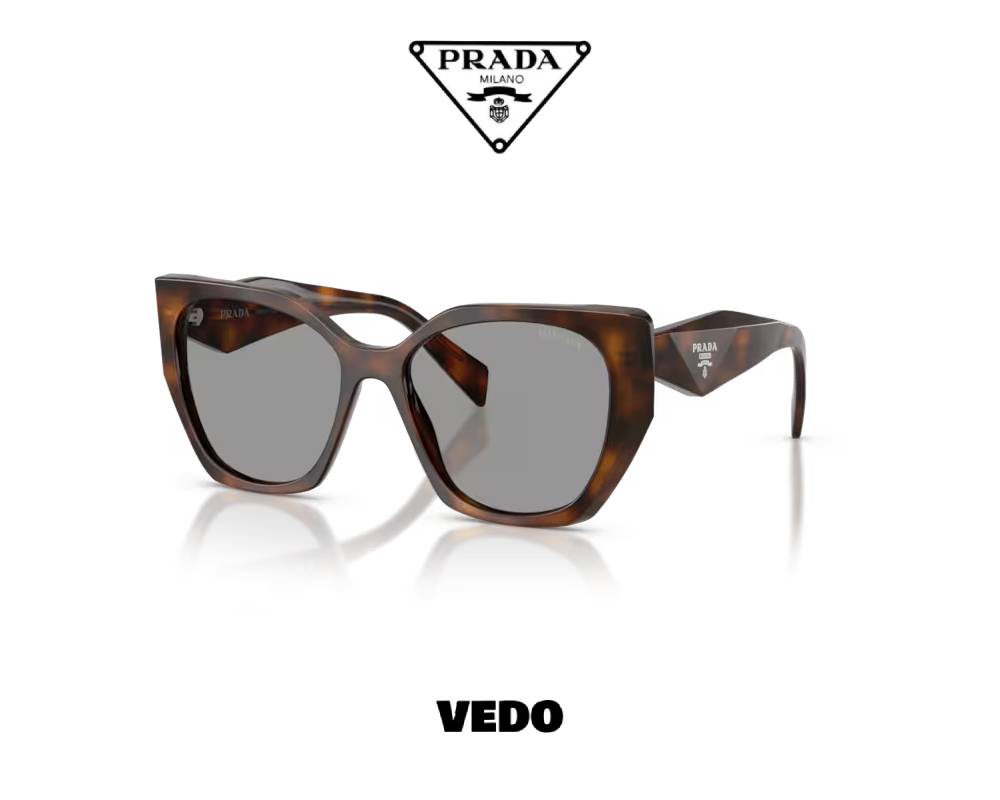 Prada PR 19ZS Sunglasses Geometric Cat-Eye Design brown havana jupiter