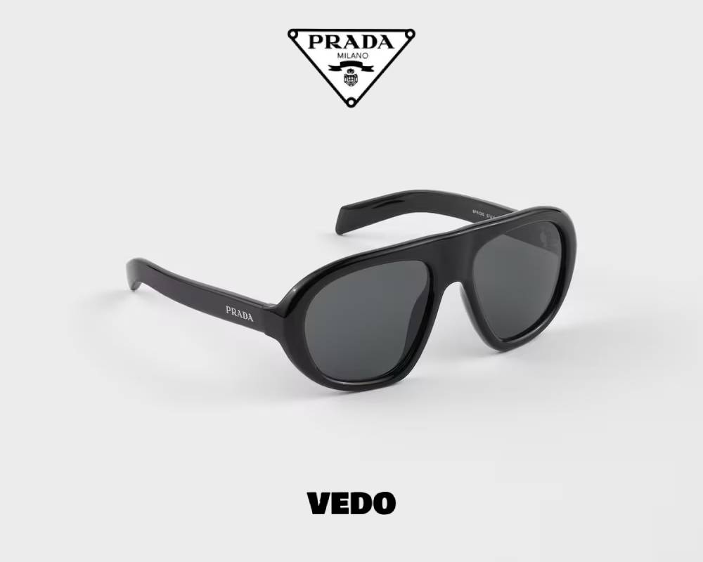 Prada SPR C05 Oversized Pilot Acetate Sunglasses black