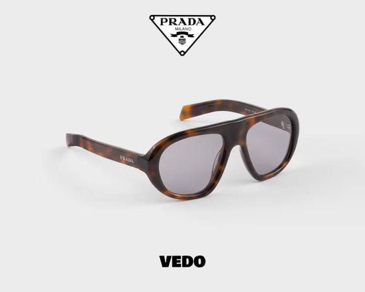 Prada SPR C05 Oversized Pilot Acetate Sunglasses brown havana