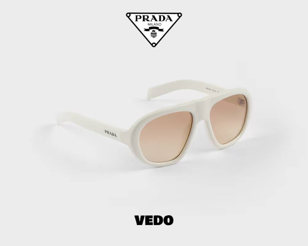 Prada SPR C05 Oversized Pilot Acetate Sunglasses white
