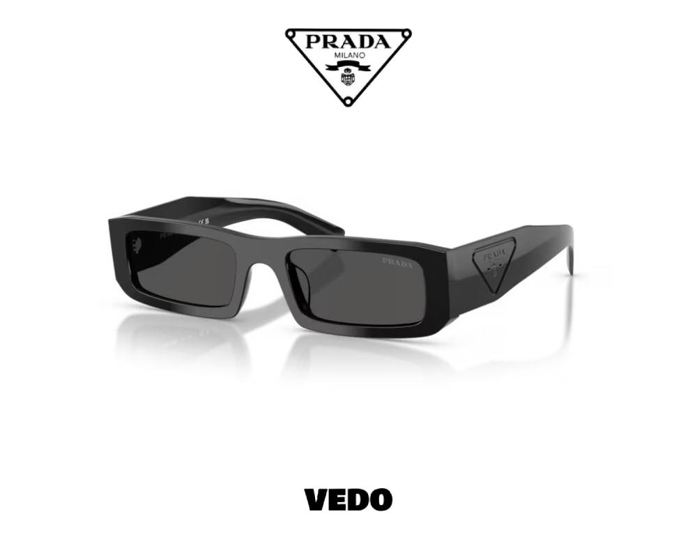 Prada SPR D09 Low Profile Rectangular Sunglasses vedosunglasses.com black