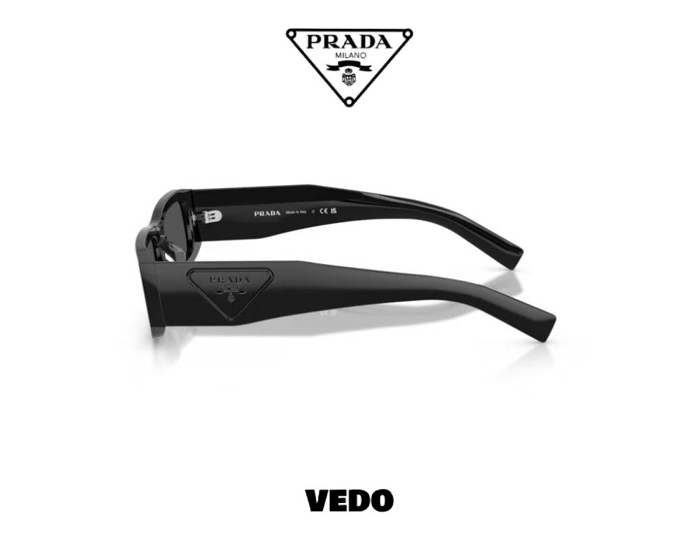 Prada SPR D09 Low Profile Rectangular Sunglasses vedosunglasses.com black