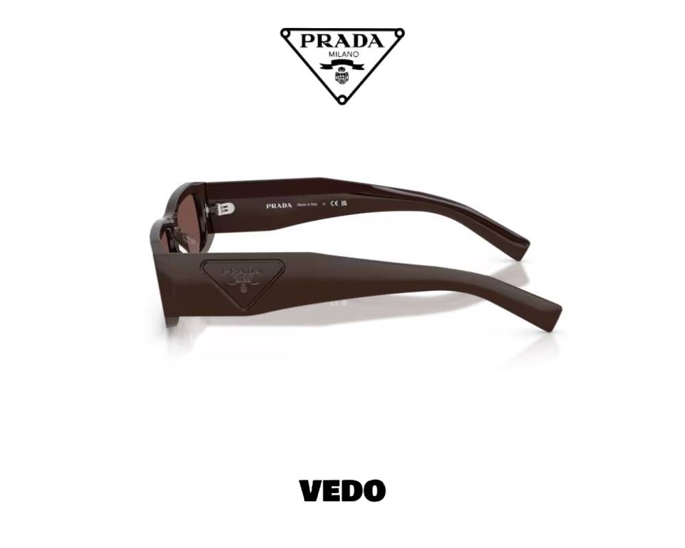 Prada SPR D09 Low Profile Rectangular Sunglasses vedosunglasses.com cigar brown