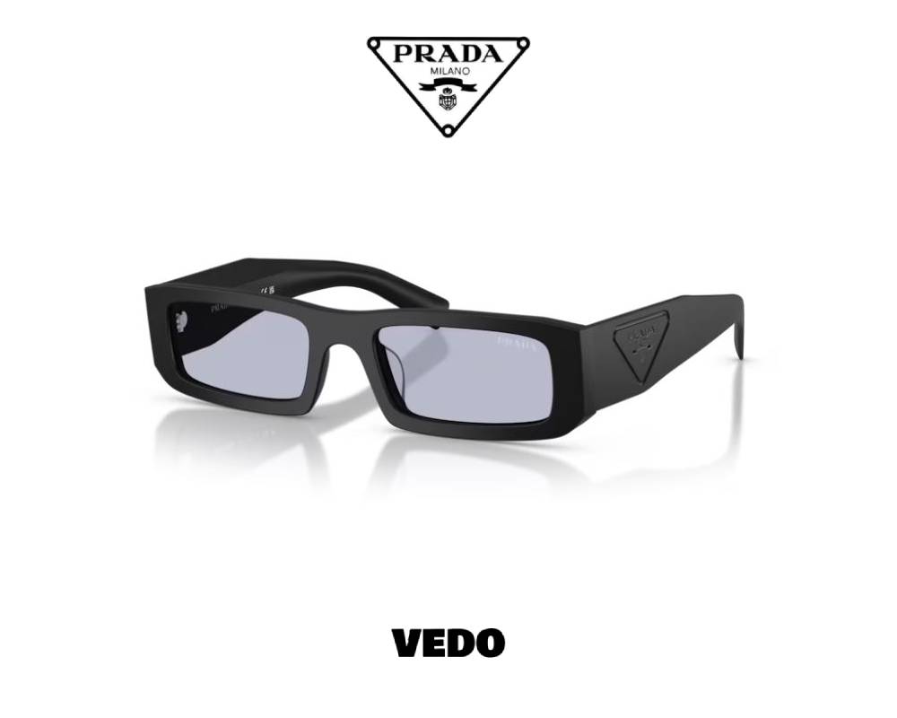 Prada SPR D09 Low Profile Rectangular Sunglasses vedosunglasses.com satin black