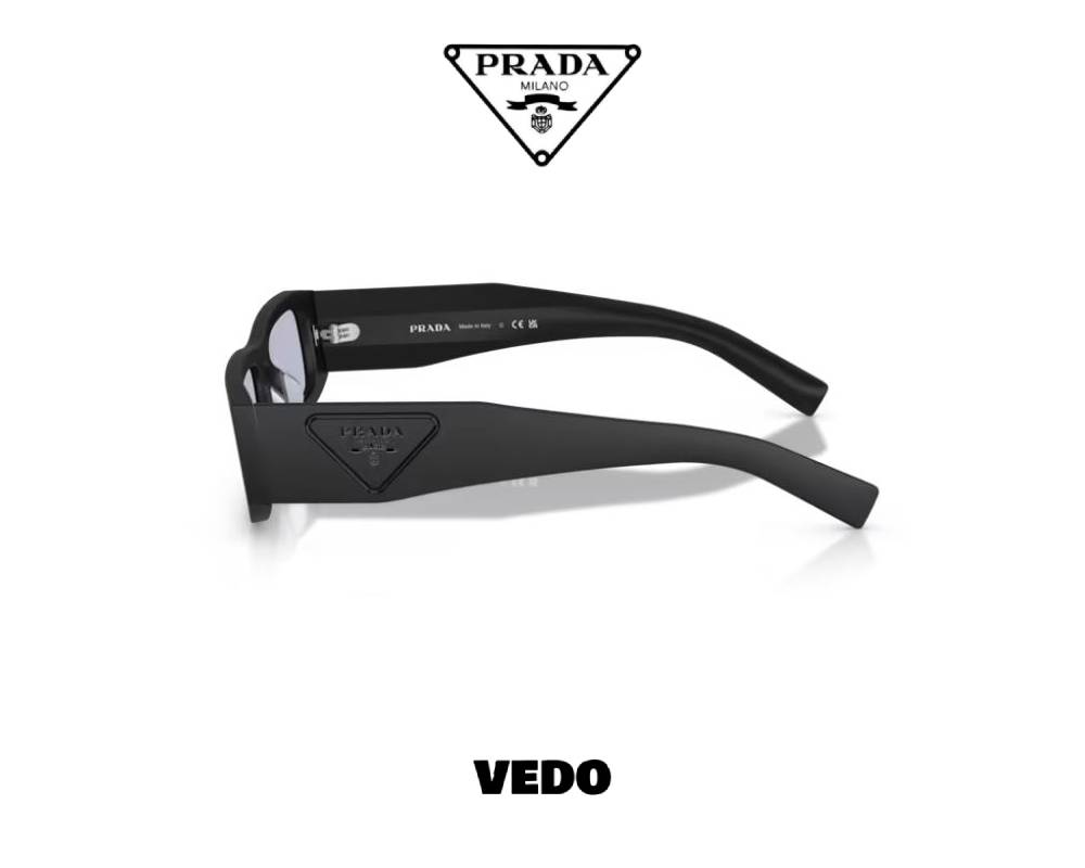 Prada SPR D09 Low Profile Rectangular Sunglasses vedosunglasses.com satin black