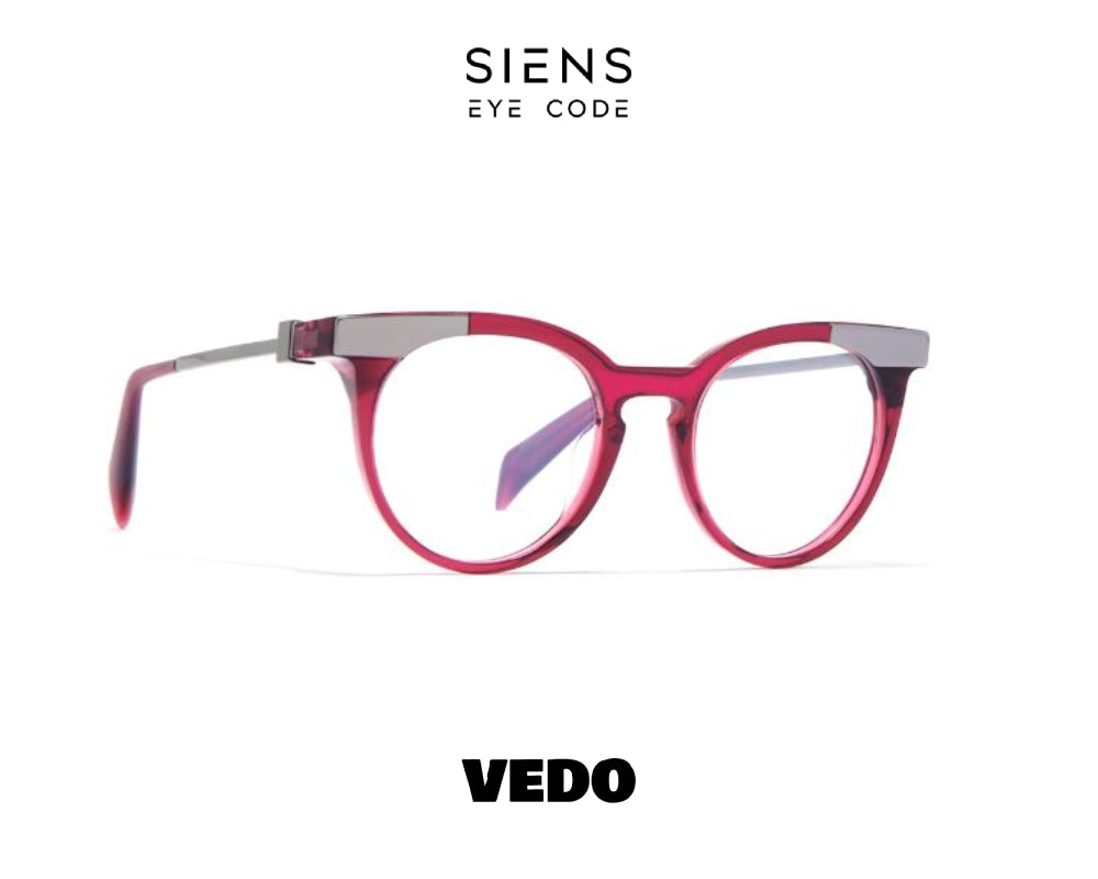 SIENS EYE CODE 032 Cat Eye Round Eyeglasses vedosunglasses.com red cherry silver