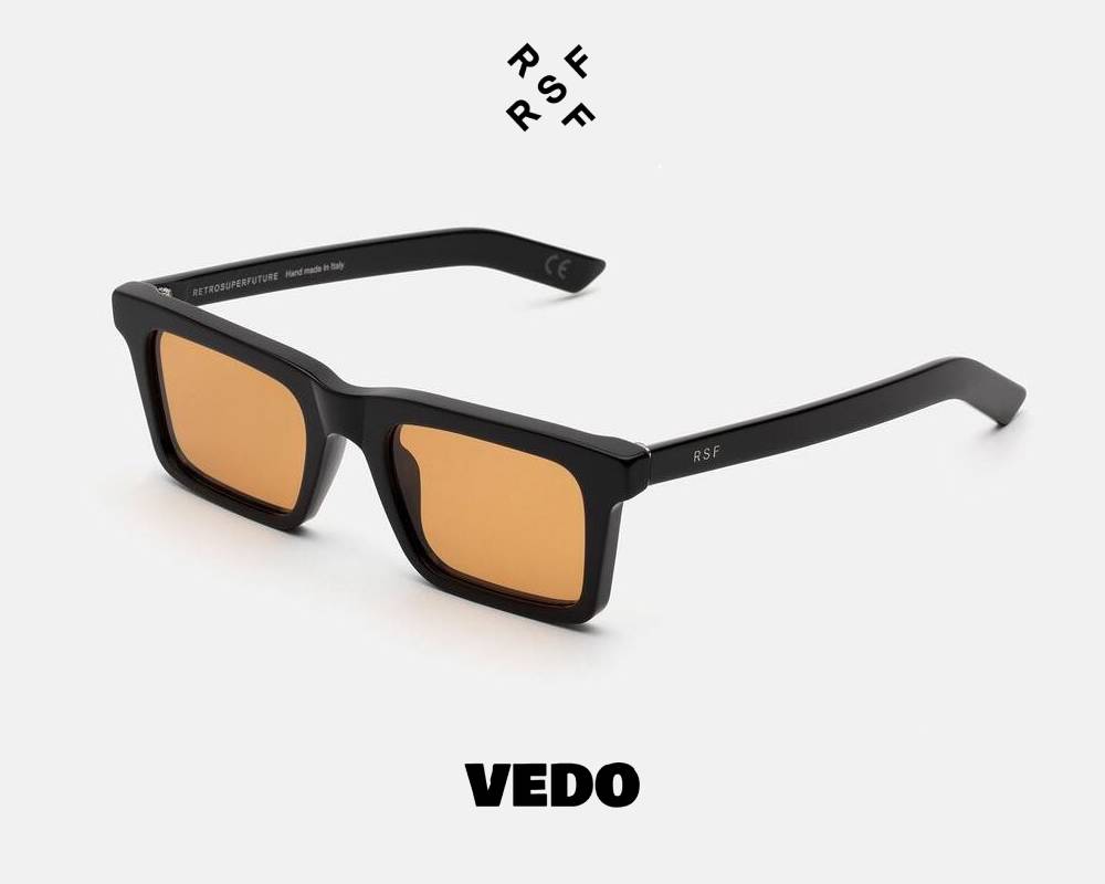 Rectangular sunglasses Retrosuperfuture 1968 vedosunglasses black orange