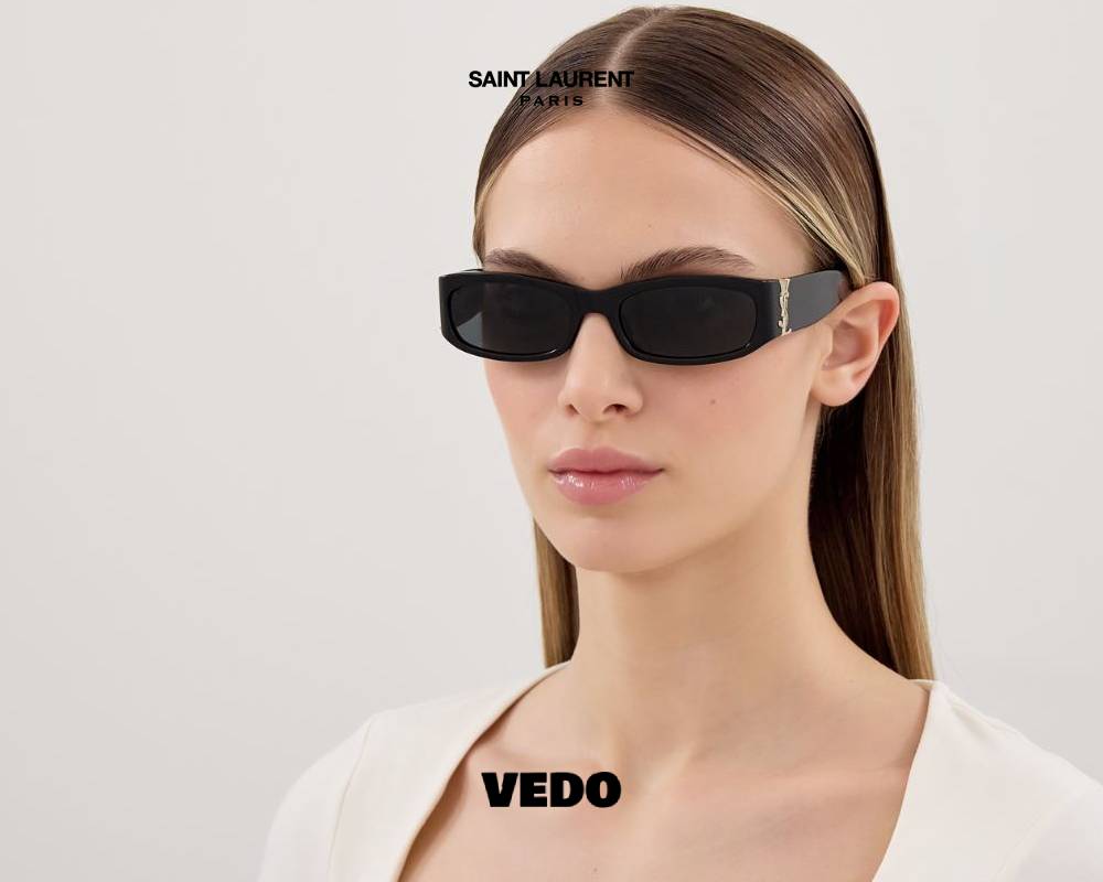 Saint Laurent M152 rectangular YSL Monogram Sunglasses black