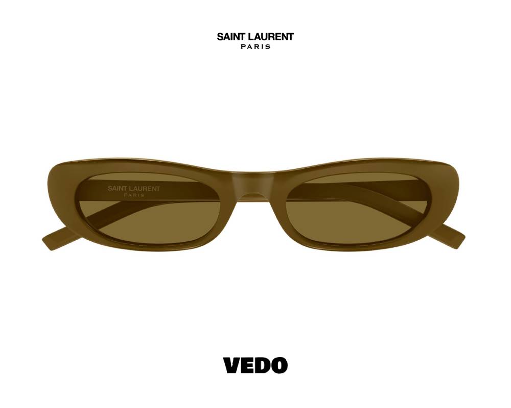 Saint Laurent SL 557 Slim Rectangular Sunglasses chocolate brown