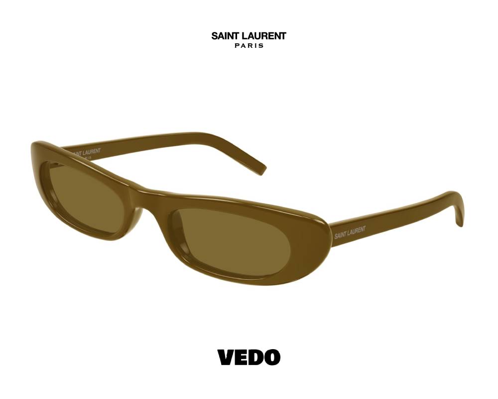 Saint Laurent SL 557 Slim Rectangular Sunglasses chocolate brown