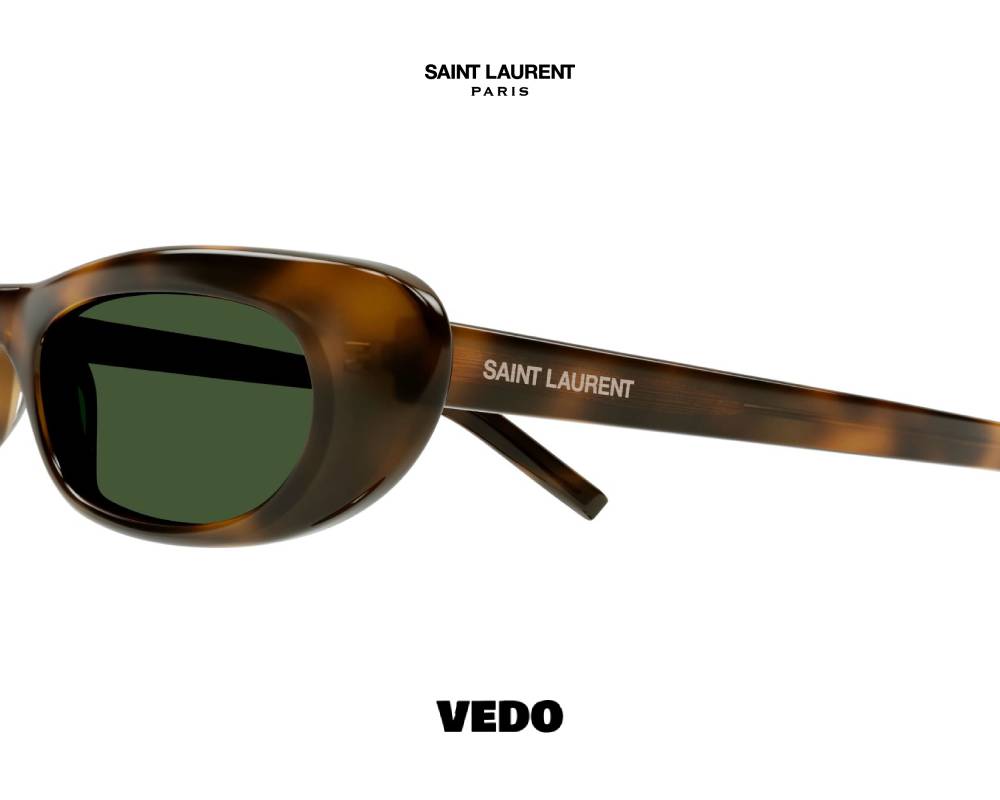 Saint Laurent SL 557 Slim Rectangular Sunglasses brown havana