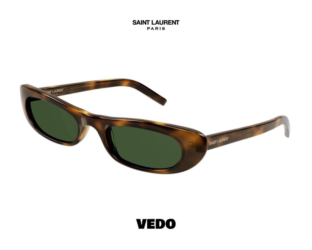 Saint Laurent SL 557 Slim Rectangular Sunglasses brown havana