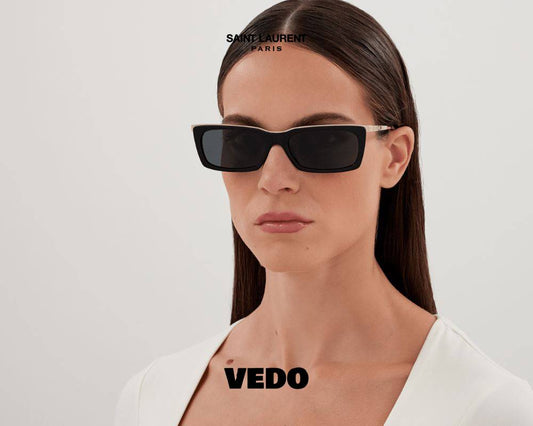 Saint Laurent SL 766 Bold Rectangular Sunglasses vedosunglasses.com black