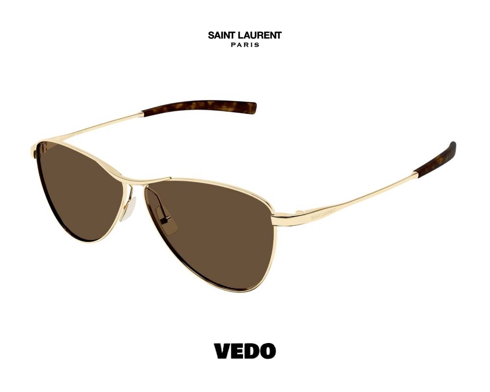 Saint Laurent SL 831 VESPER Unisex Pilot Metal Sunglasses gold brown