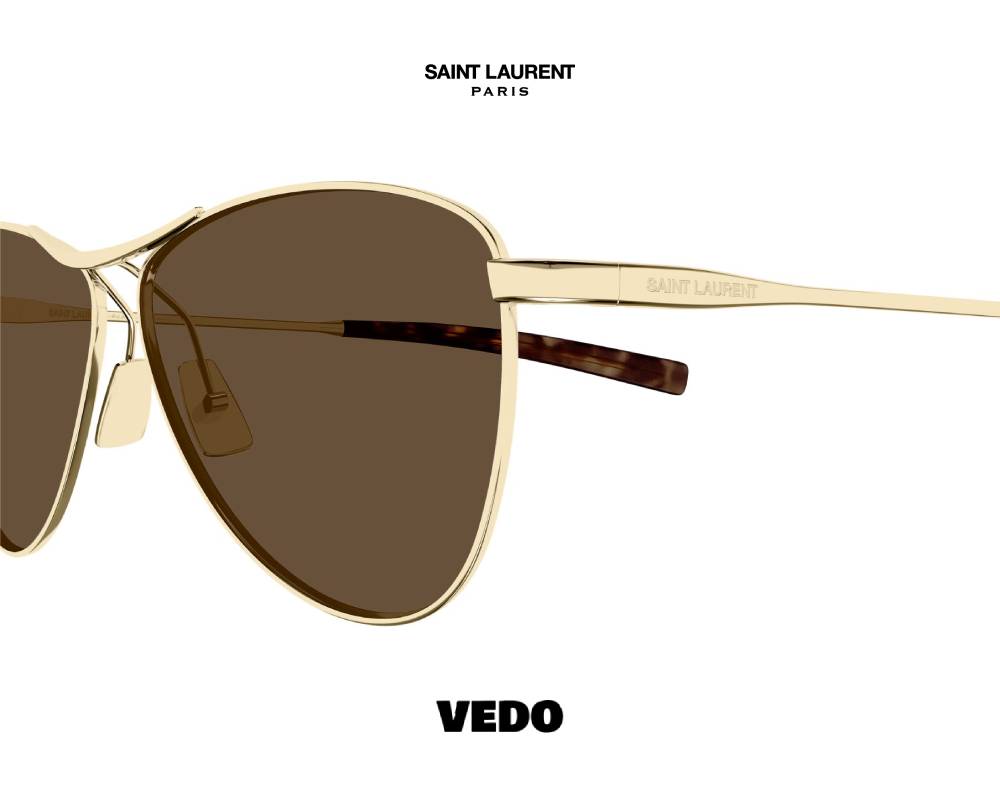 Saint Laurent SL 831 VESPER Unisex Pilot Metal Sunglasses gold brown