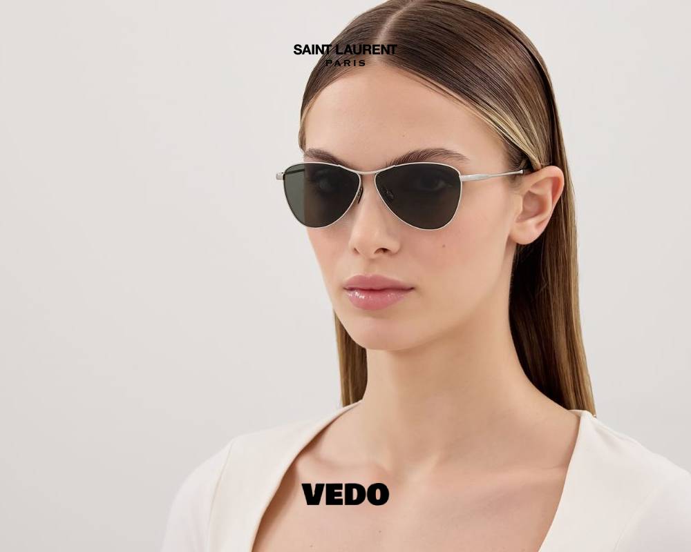 Saint Laurent SL 831 VESPER Unisex Pilot Metal Sunglasses silver