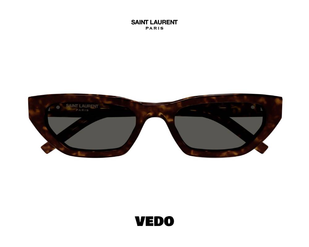Saint Laurent SL M126 Sunglasses Narrow Rectangular Cat-Eye brown havan