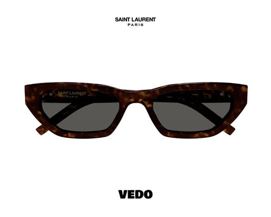 Saint Laurent SL M126 Sunglasses Narrow Rectangular Cat-Eye brown havan
