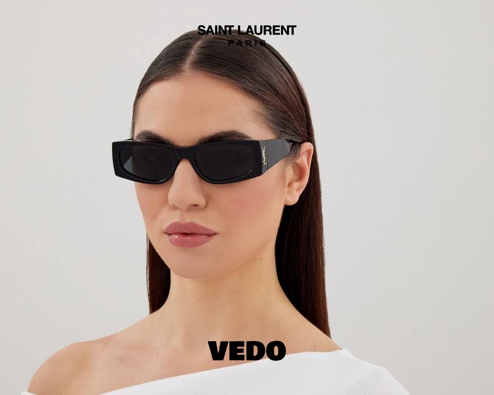 Saint Laurent SL M140 rectangular YSL logo sunglasses black 