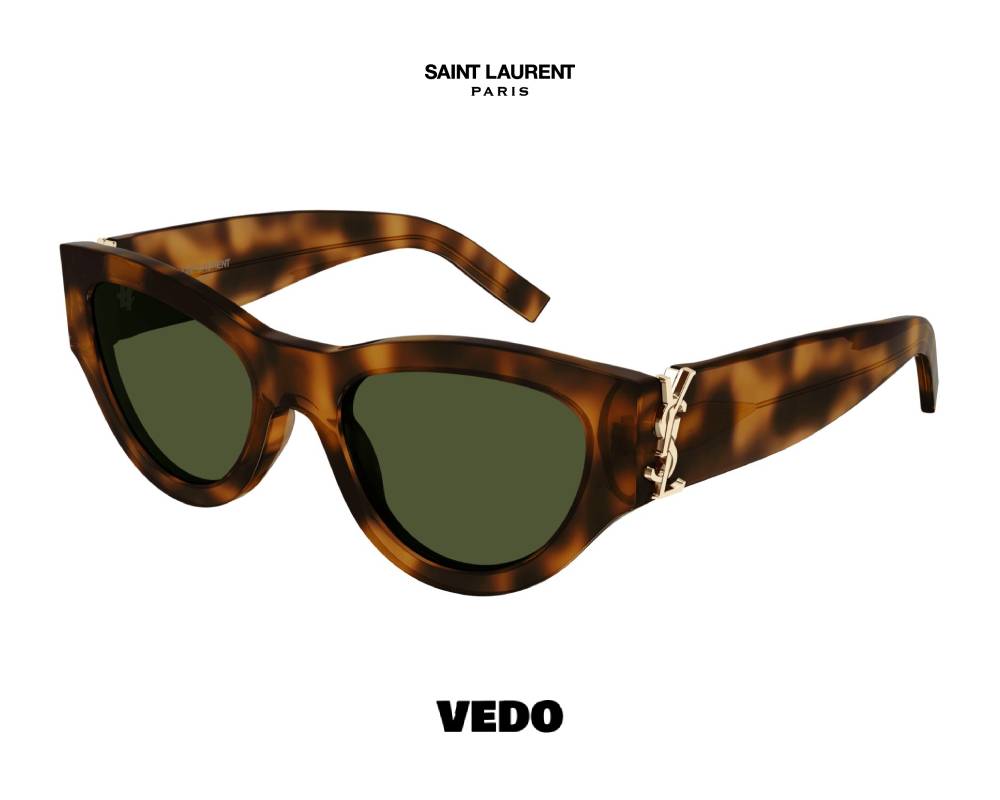 Saint Laurent YSL M94 Bold Cat-Eye Sunglasses brown havana