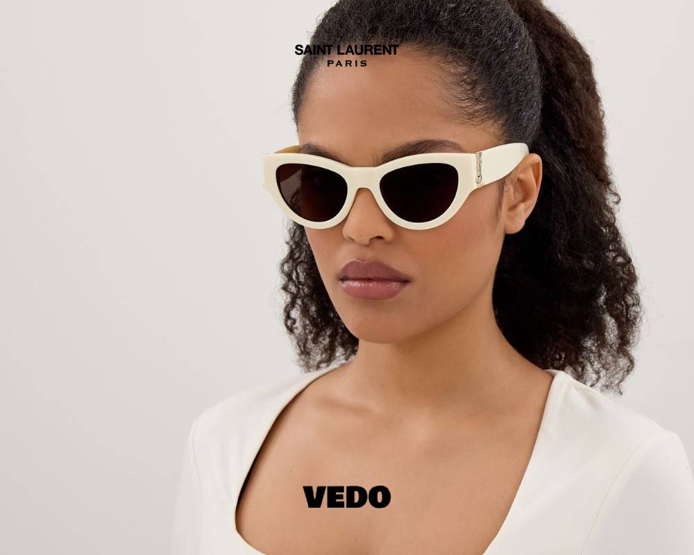 Saint Laurent YSL M94 Bold Cat-Eye Sunglasses white