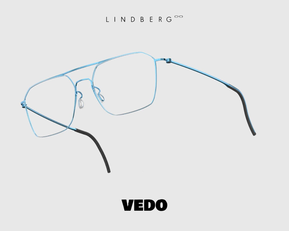Squared aviator eyeglasses LINDBERG ThinTitanium 5517 vedosunglasses light blue