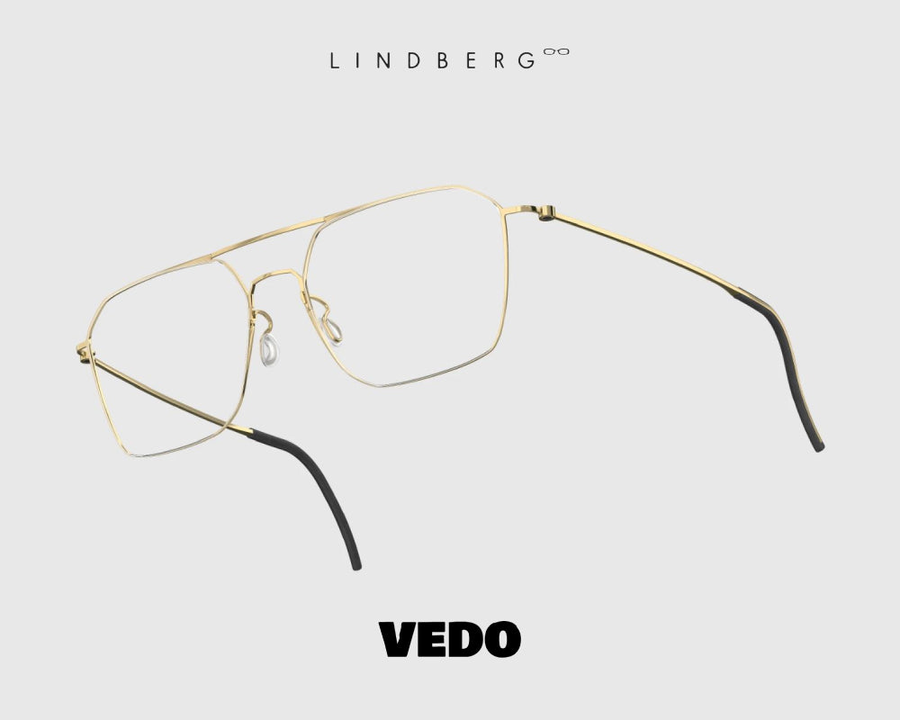 Squared aviator eyeglasses LINDBERG ThinTitanium 5517 vedosunglasses gold