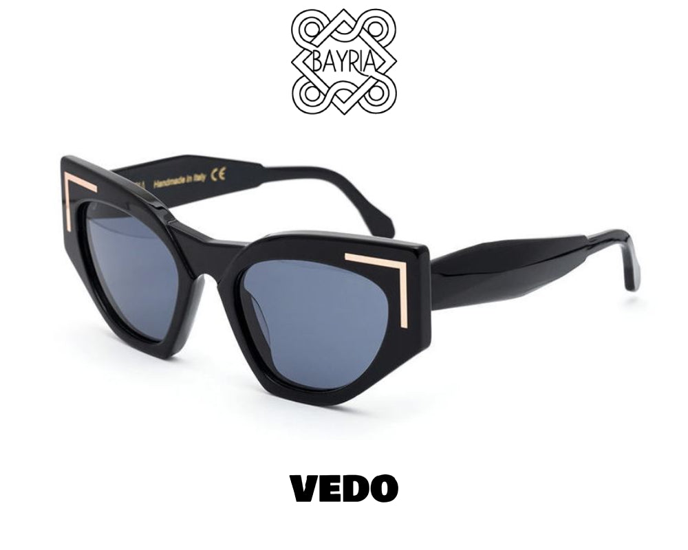 Bold cat eye metal inserti sunglasses BAYRIA Brixia vedosunglasses.com black