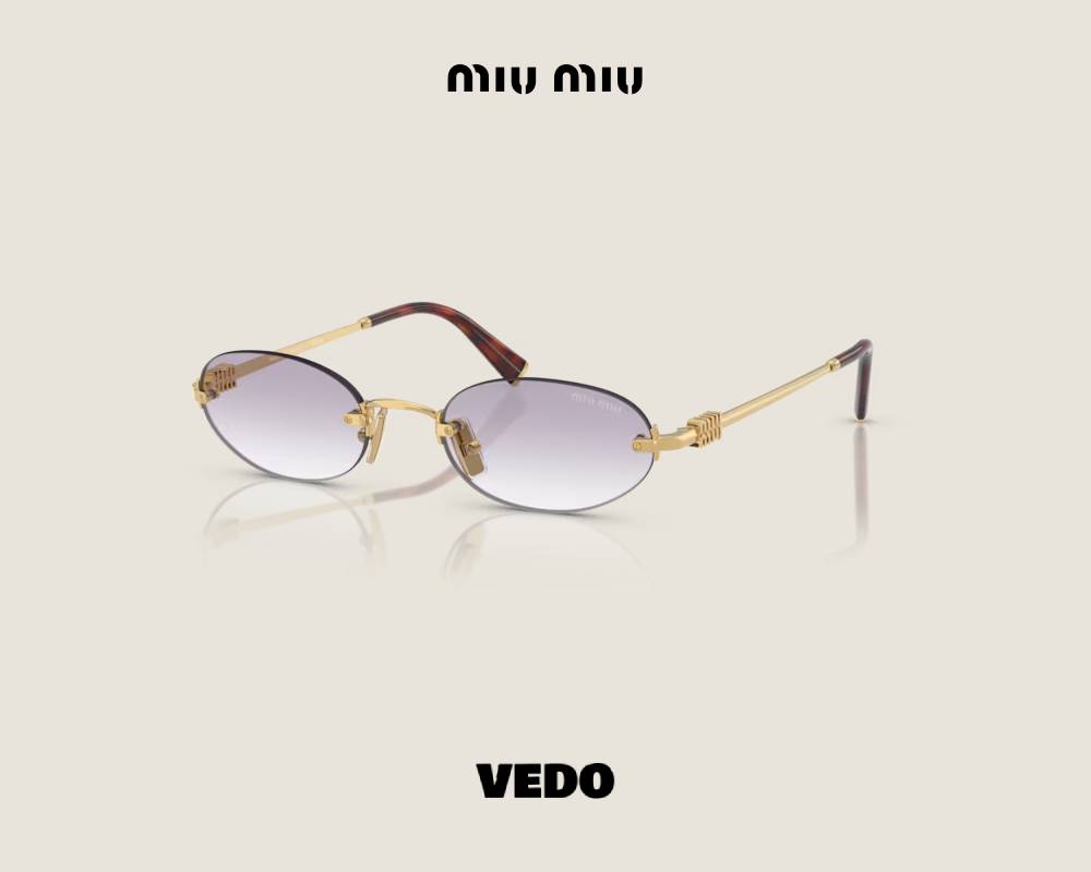 glasant Miu Miu SMU A54 Oval Metal Sunglasses gold light grey