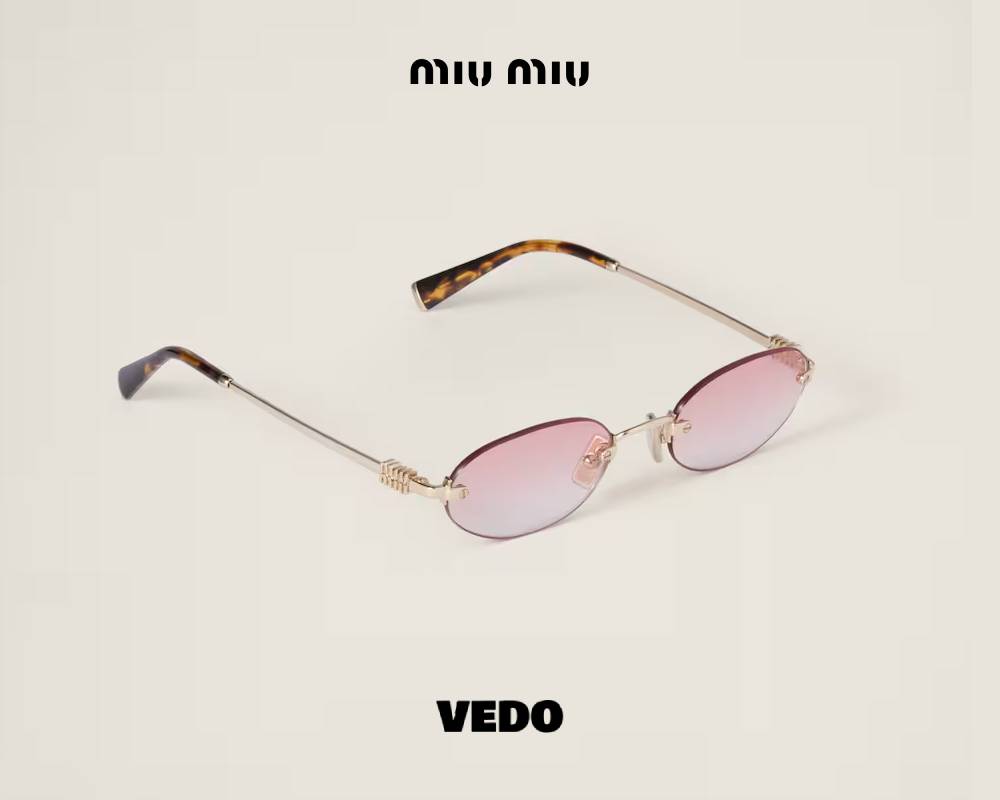 glasant Miu Miu SMU A54 Oval Metal Sunglasses gold light pink
