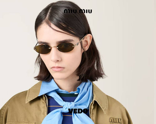 glasant Miu Miu SMU A54 Oval Metal Sunglasses gold old