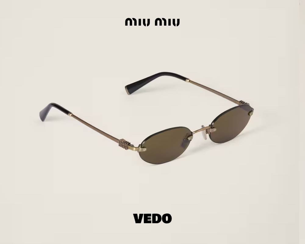 glasant Miu Miu SMU A54 Oval Metal Sunglasses gold old brown lenses