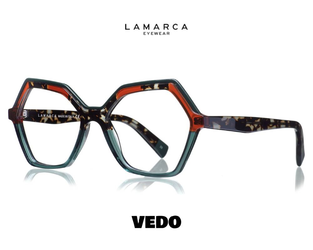 Hexagonal new eyeglasses LAMARCA Mosaico 147 vedosunglasses green red