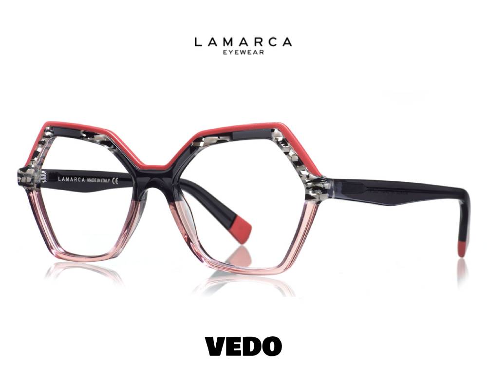 Hexagonal new eyeglasses LAMARCA Mosaico 147 vedosunglasses pink red