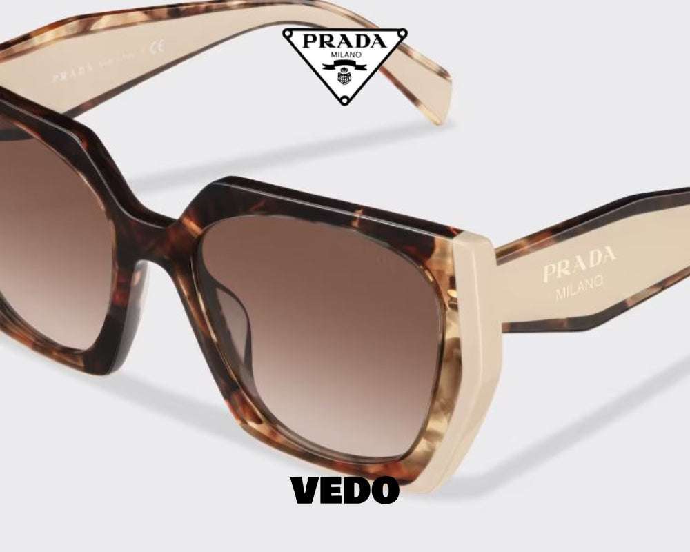 Hexagon cat eye design sunglasses PRADA 15W vedosunglasses.com rose havana beige