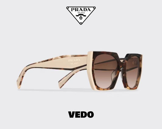 Hexagon cat eye design sunglasses PRADA 15W vedosunglasses.com rose havana beige