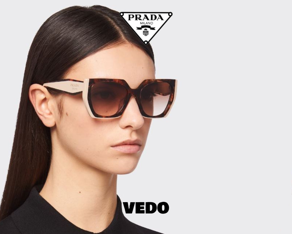 Hexagon cat eye design sunglasses PRADA 15W vedosunglasses.com rose havana beige