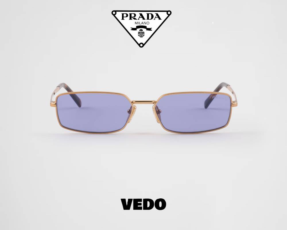 Gold metal rectangular sunglasses PRADA A60S vedosunglasses violet