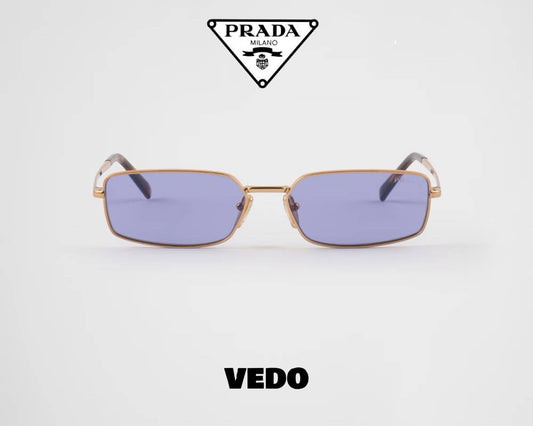 Gold metal rectangular sunglasses PRADA A60S vedosunglasses violet