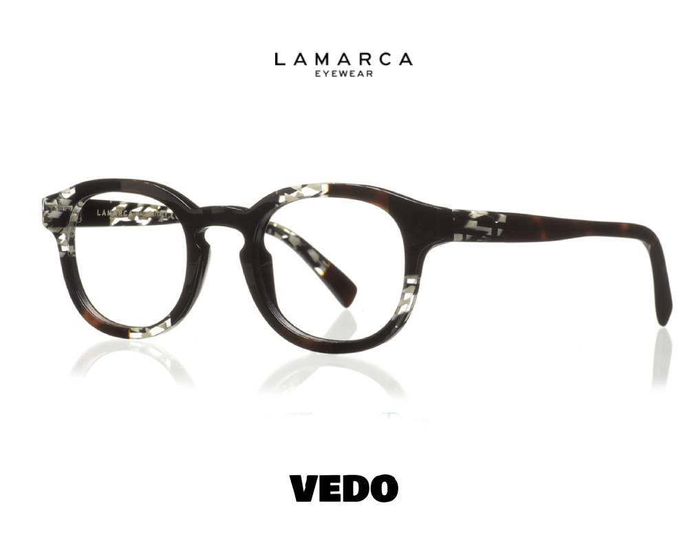 Round square man eyeglasses LAMARCA Mosaico 48 vedosunglasses black crystal