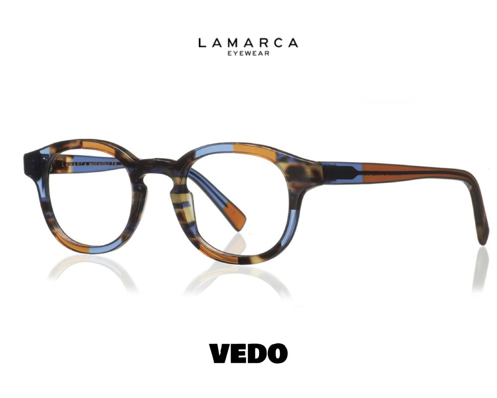 Round square man eyeglasses LAMARCA Mosaico 48 vedosunglasses brown light blue