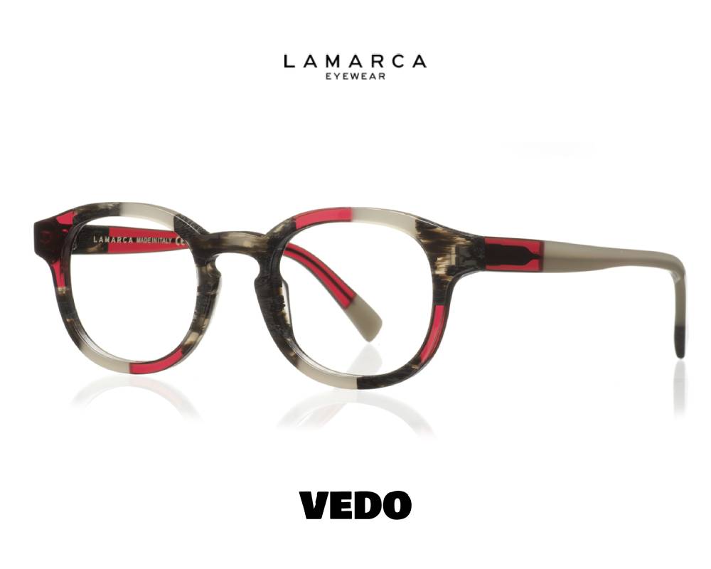 Round square man eyeglasses LAMARCA Mosaico 48 vedosunglasses red white