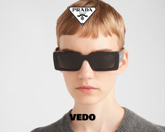 squared prada A07 rectangular vedosunglasses black