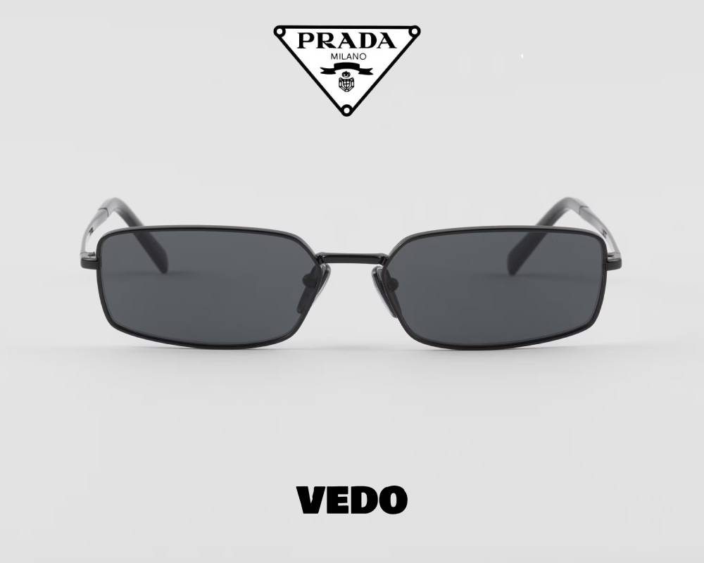 Gold metal rectangular sunglasses PRADA A60S vedosunglasses black