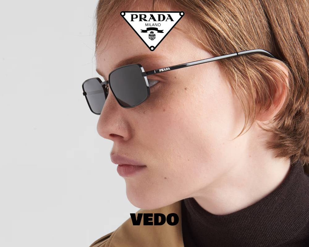 Gold metal rectangular sunglasses PRADA A60S vedosunglasses black