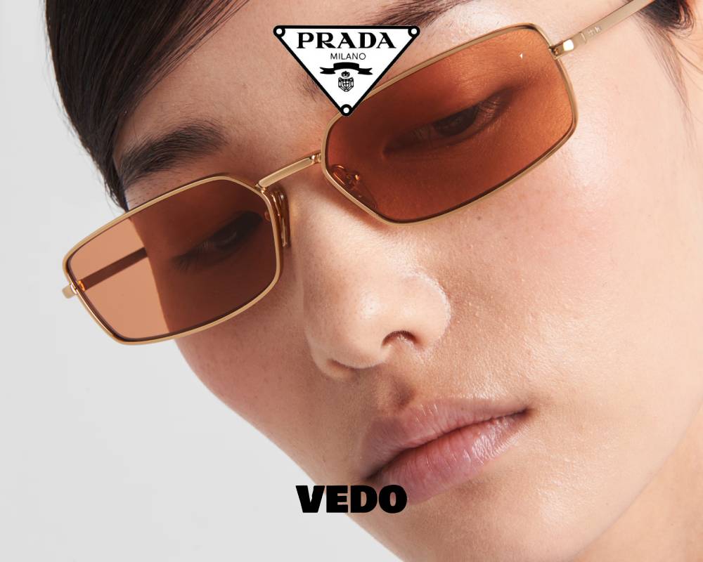 Gold metal rectangular sunglasses PRADA A60S vedosunglasses orange